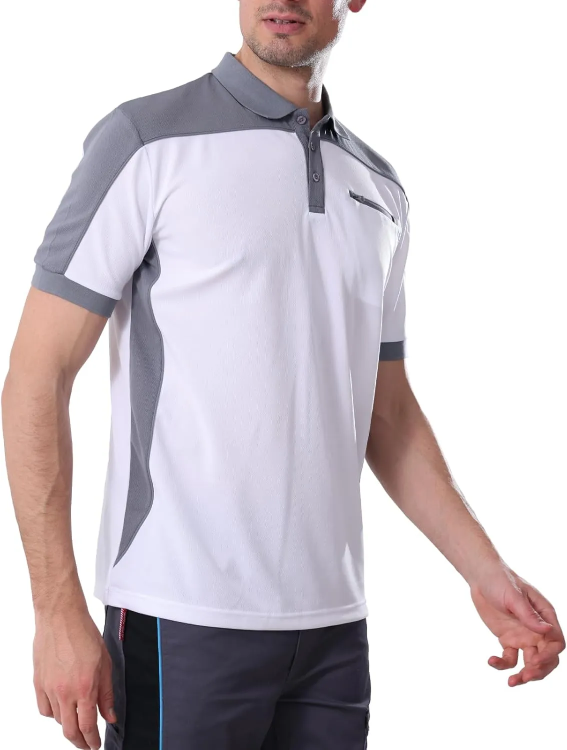 WORK IDEA Men's Polo Shirt Short Sleeve Breathable Work Shirts Golf Polo Tennis T-Shirt Tops