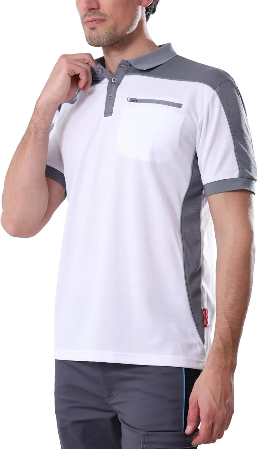 WORK IDEA Men's Polo Shirt Short Sleeve Breathable Work Shirts Golf Polo Tennis T-Shirt Tops