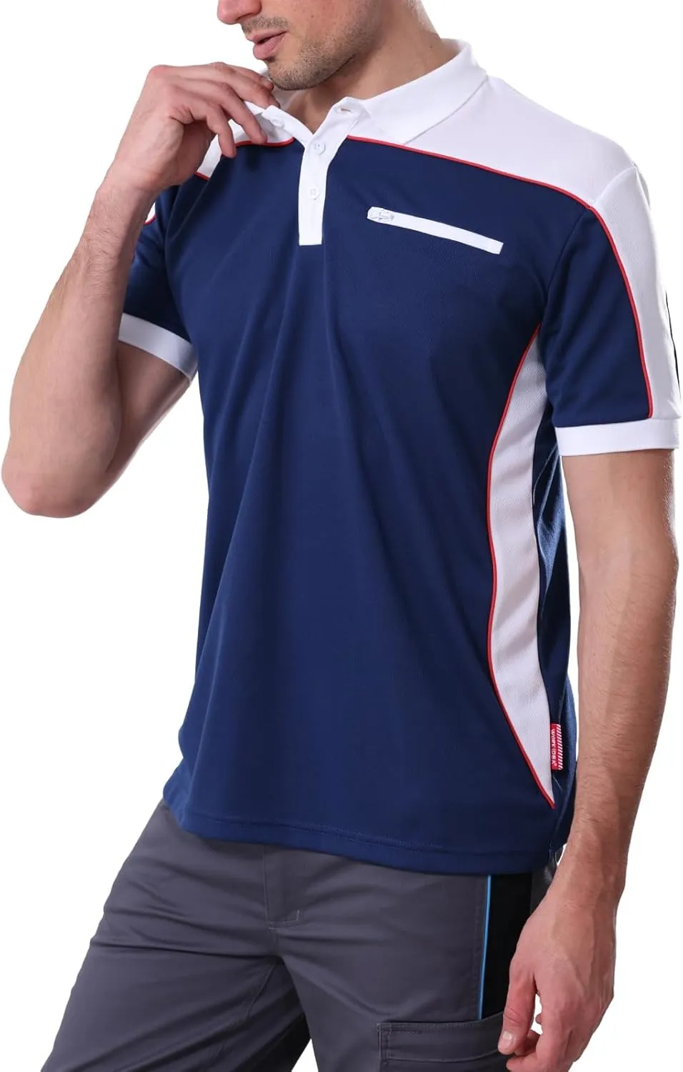 WORK IDEA Men's Polo Shirt Short Sleeve Breathable Work Shirts Golf Polo Tennis T-Shirt Tops