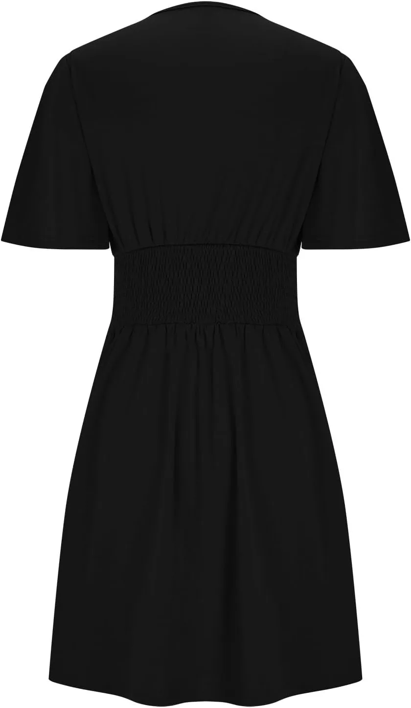 Xiaojmake Short Chiffon Bridesmaid Dress Short Sleeve V Neck Ruffle A Line Wedding Guest Dress A Line Formal Evening Gown