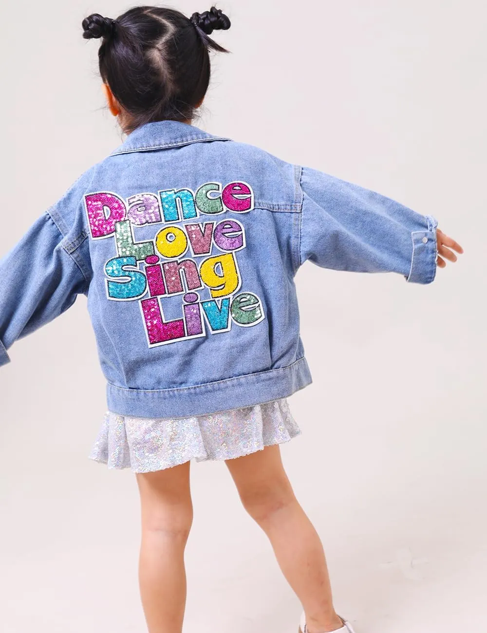 YIYI Little Girls Denim Jacket Button Down Jean Jakcets Long Sleeve Denim Coat Outwear