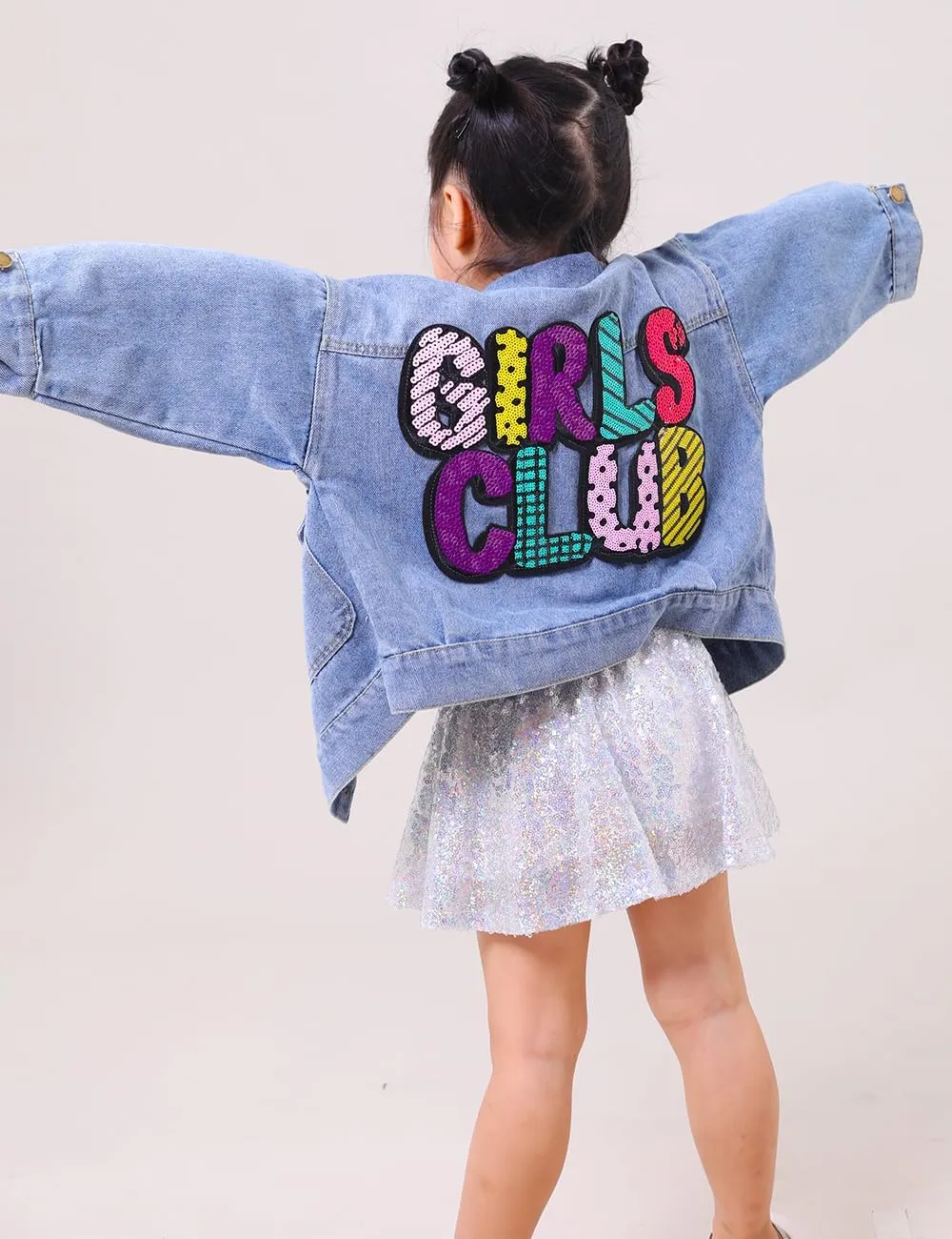YIYI Little Girls Denim Jacket Button Down Jean Jakcets Long Sleeve Denim Coat Outwear