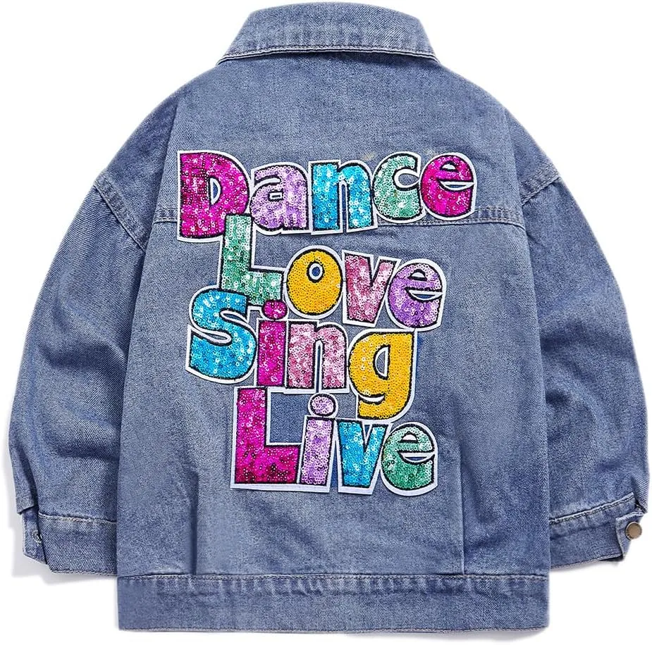 YIYI Little Girls Denim Jacket Button Down Jean Jakcets Long Sleeve Denim Coat Outwear