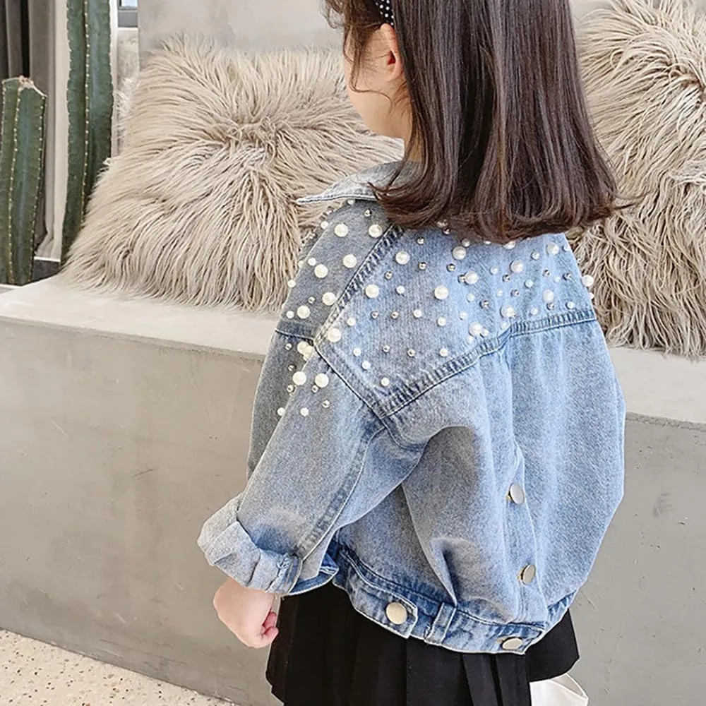 YIYI Little Girls Denim Jacket Button Down Jean Jakcets Long Sleeve Denim Coat Outwear