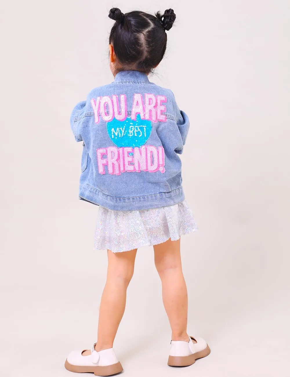 YIYI Little Girls Denim Jacket Button Down Jean Jakcets Long Sleeve Denim Coat Outwear