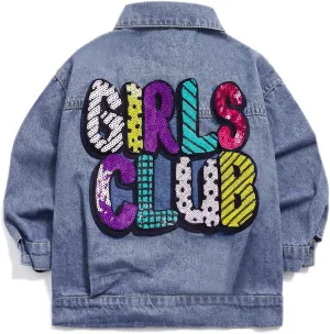 YIYI Little Girls Denim Jacket Button Down Jean Jakcets Long Sleeve Denim Coat Outwear