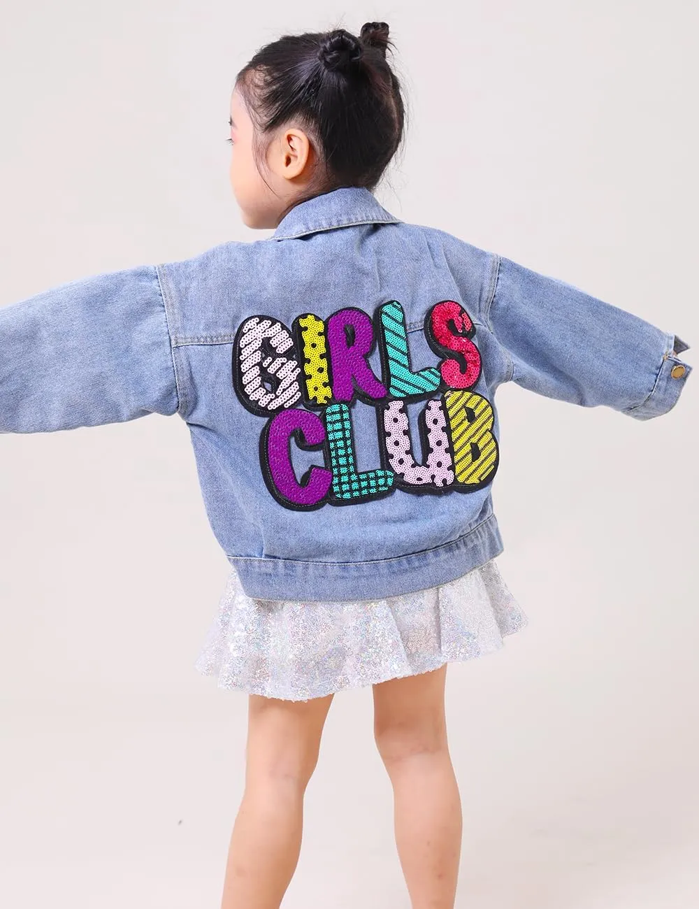 YIYI Little Girls Denim Jacket Button Down Jean Jakcets Long Sleeve Denim Coat Outwear