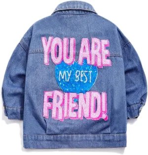YIYI Little Girls Denim Jacket Button Down Jean Jakcets Long Sleeve Denim Coat Outwear