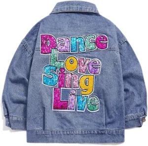 YIYI Little Girls Denim Jacket Button Down Jean Jakcets Long Sleeve Denim Coat Outwear