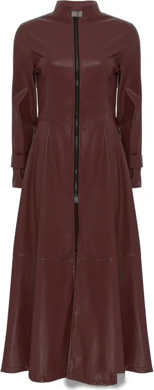 YiZYiF Womens Shiny Leather Long Sleeve Jacket Dress Full Zipper Leather Long Jacket Coats Outwear