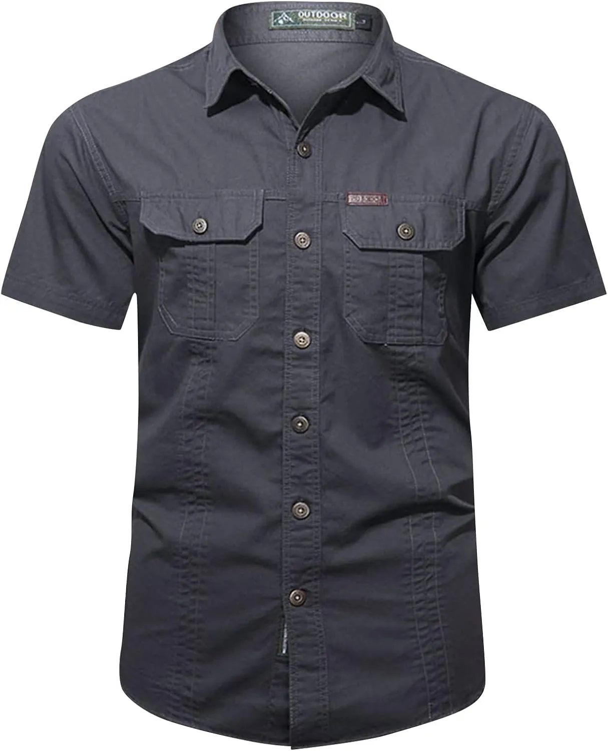 Ymosrh Men's Button Up Shirts Work Clothes Short Sleeve Cotton Shirt Work Clothes Outdoor Loose Shirt Shirts for Men