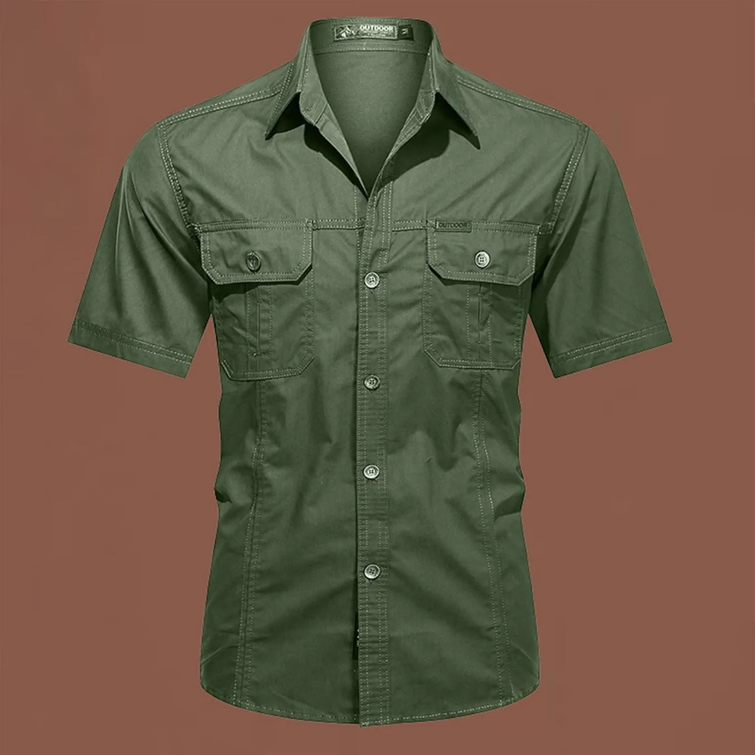 Ymosrh Men's Button Up Shirts Work Clothes Short Sleeve Cotton Shirt Work Clothes Outdoor Loose Shirt Shirts for Men