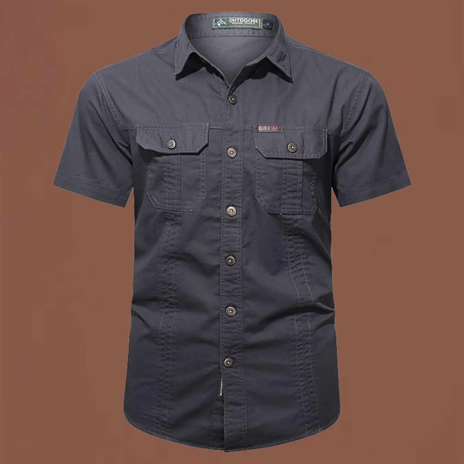 Ymosrh Men's Button Up Shirts Work Clothes Short Sleeve Cotton Shirt Work Clothes Outdoor Loose Shirt Shirts for Men