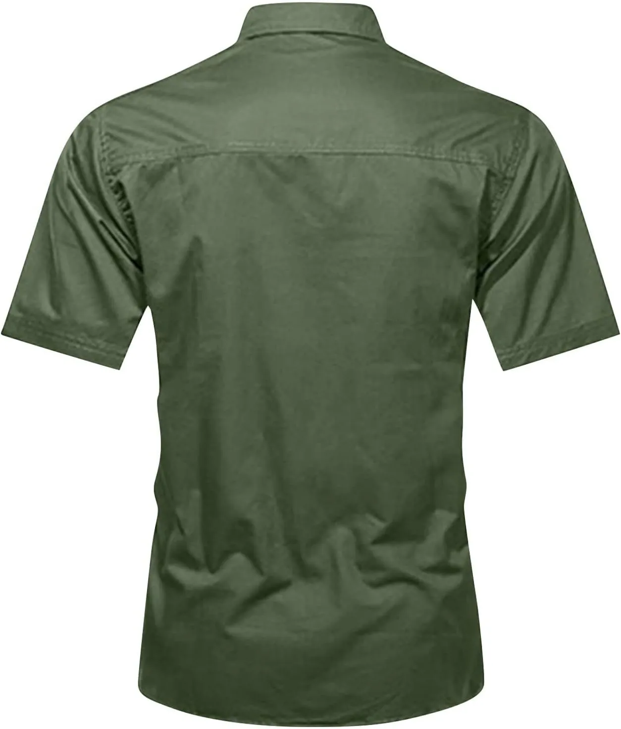 Ymosrh Men's Button Up Shirts Work Clothes Short Sleeve Cotton Shirt Work Clothes Outdoor Loose Shirt Shirts for Men