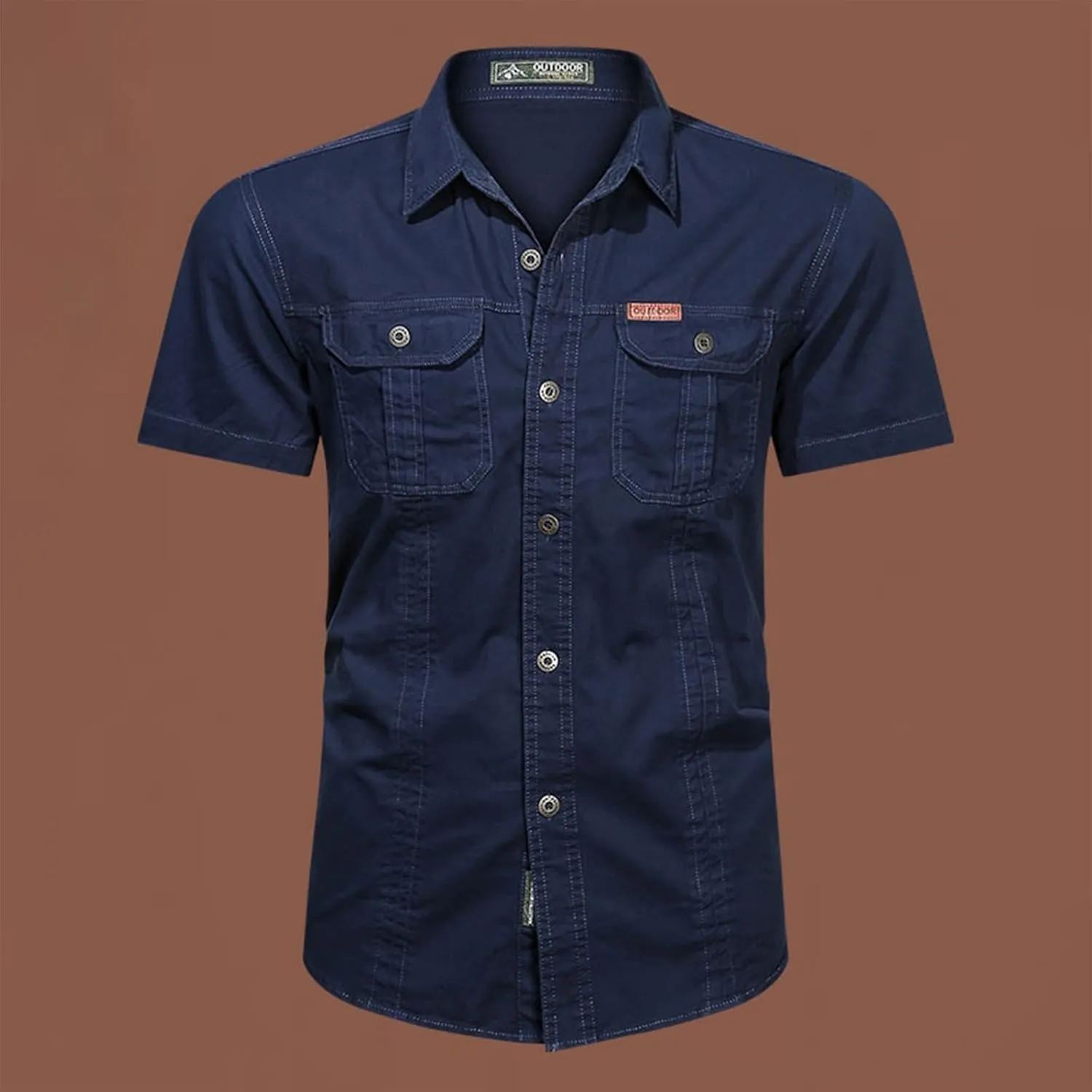 Ymosrh Men's Shirts Summer Work Clothes Short Sleeve Cotton Shirt Work Clothes Outdoor Loose Shirt Button Up Men