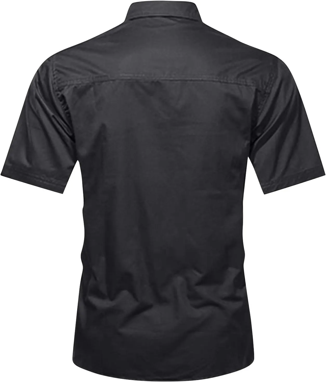 Ymosrh Men's Shirts Summer Work Clothes Short Sleeve Cotton Shirt Work Clothes Outdoor Loose Shirt Button Up Men
