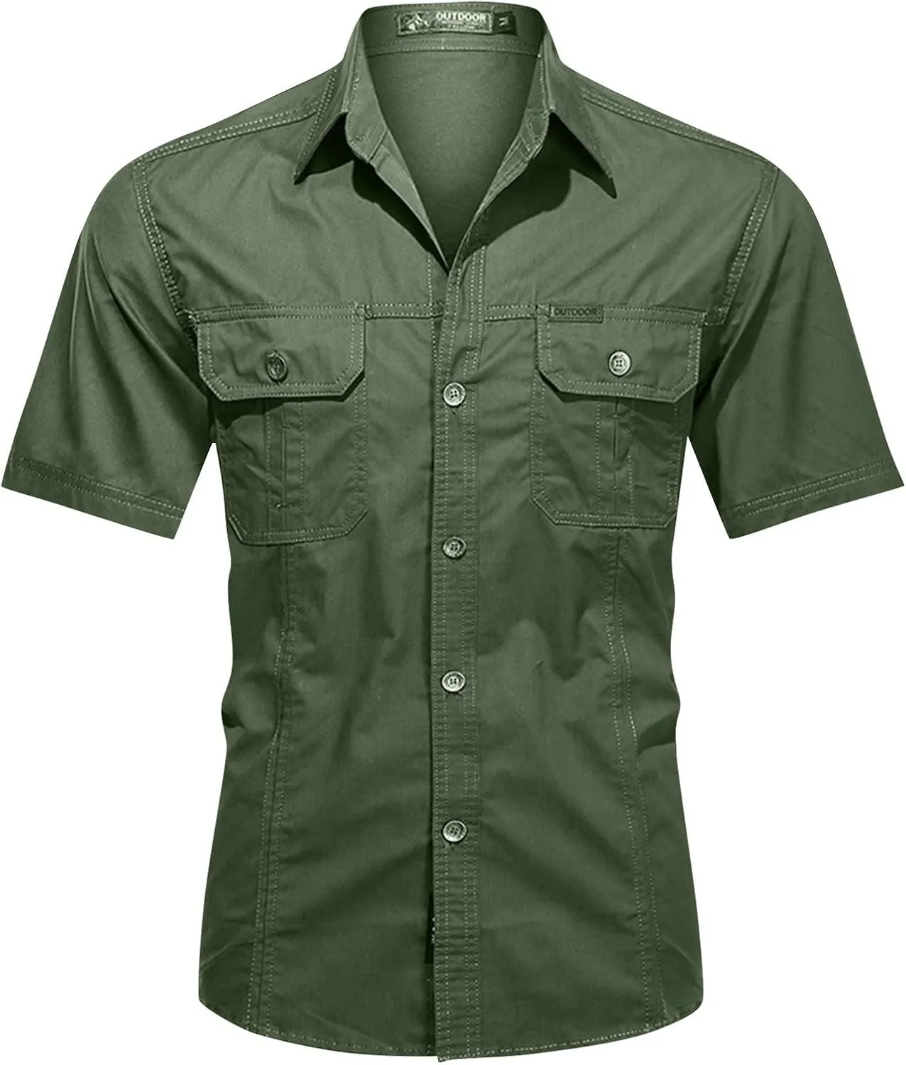 Ymosrh Men's Shirts Summer Work Clothes Short Sleeve Cotton Shirt Work Clothes Outdoor Loose Shirt Button Up Men