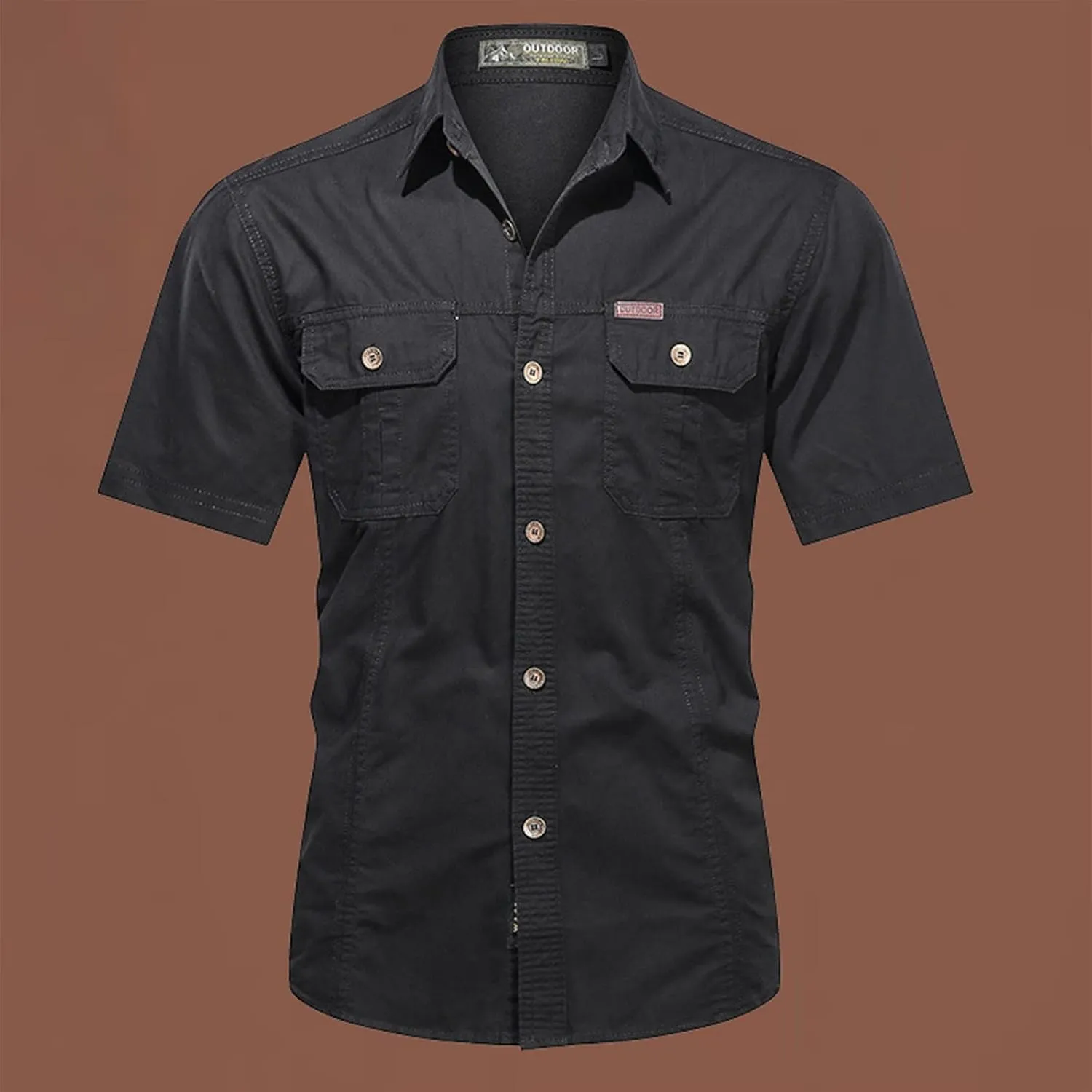 Ymosrh Men's Shirts Summer Work Clothes Short Sleeve Cotton Shirt Work Clothes Outdoor Loose Shirt Button Up Men