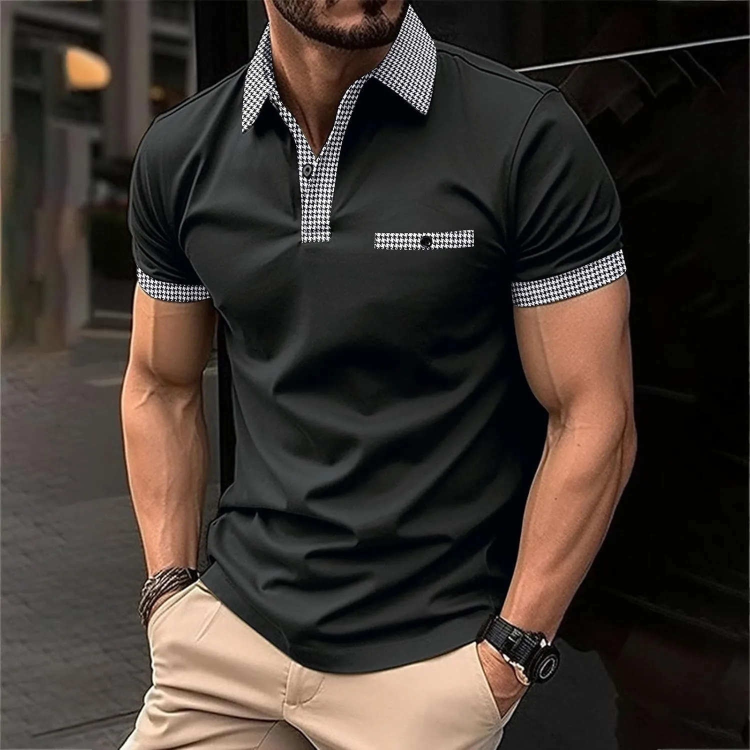 Ymosrh Men's Work Polo Shirts Short Sleeve Work Golf Polos Business Casual Collared Shirts, M-3XL