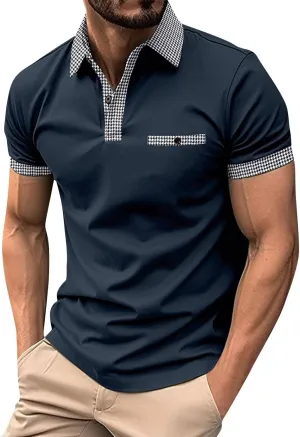 Ymosrh Men's Work Polo Shirts Short Sleeve Work Golf Polos Business Casual Collared Shirts, M-3XL