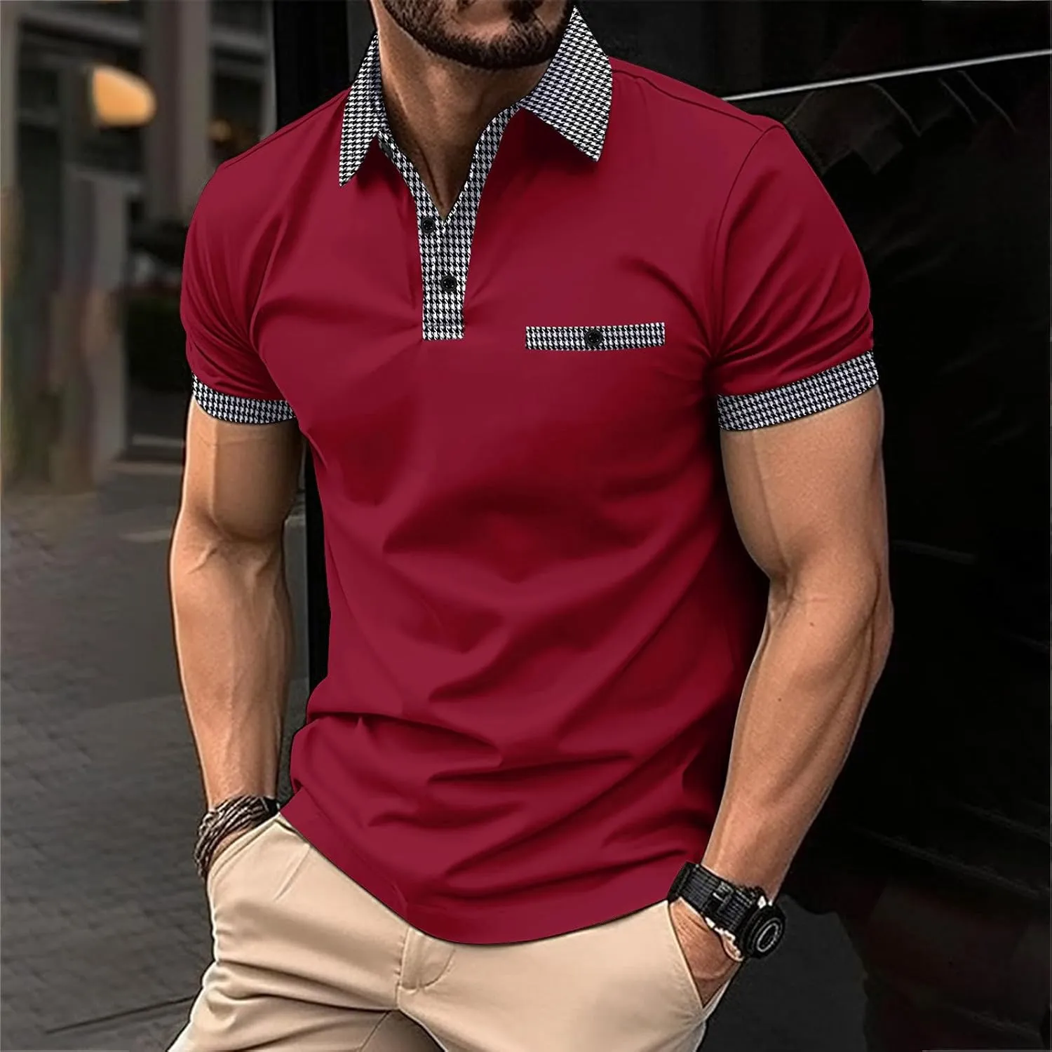 Ymosrh Men's Work Polo Shirts Short Sleeve Work Golf Polos Business Casual Collared Shirts, M-3XL