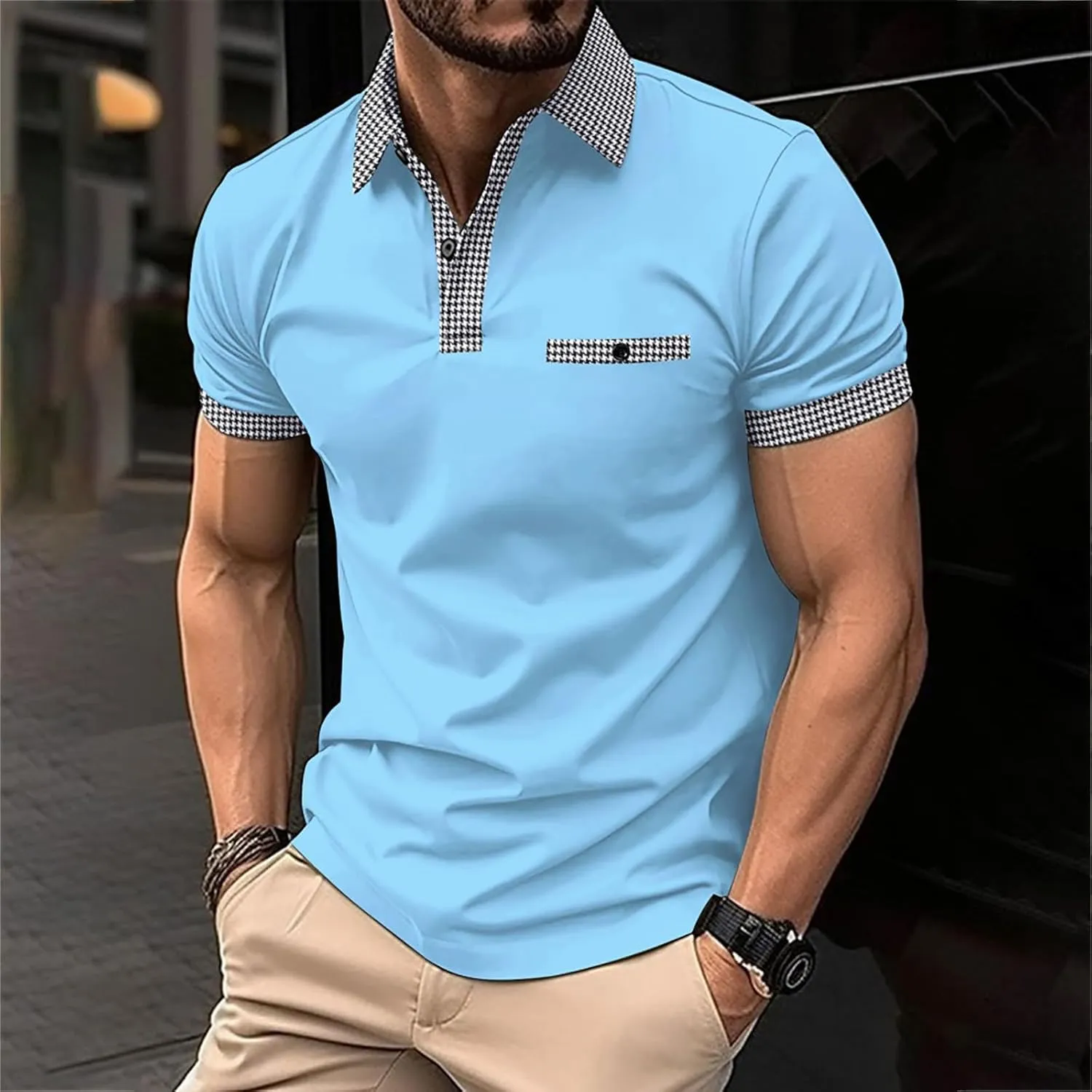 Ymosrh Men's Work Polo Shirts Short Sleeve Work Golf Polos Business Casual Collared Shirts, M-3XL