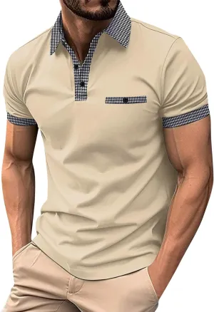 Ymosrh Men's Work Polo Shirts Short Sleeve Work Golf Polos Business Casual Collared Shirts, M-3XL