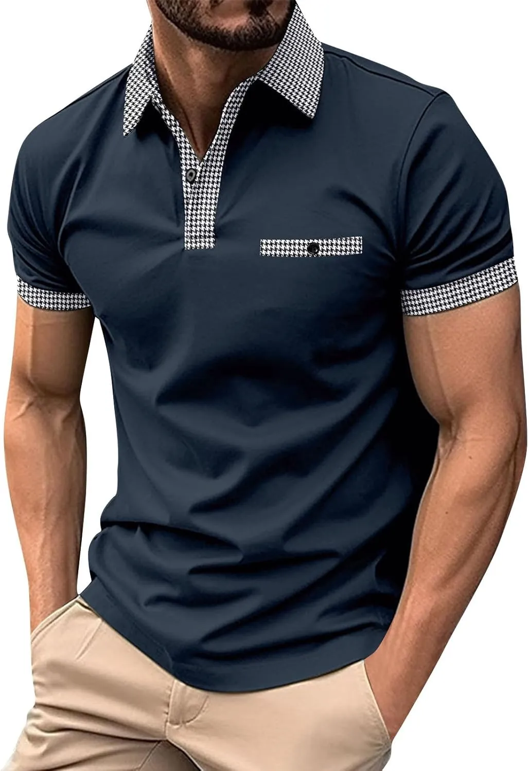 Ymosrh Men's Work Polo Shirts Short Sleeve Work Golf Polos Business Casual Collared Shirts, M-3XL