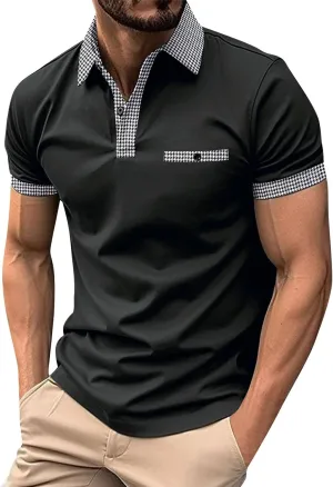 Ymosrh Men's Work Polo Shirts Short Sleeve Work Golf Polos Business Casual Collared Shirts, M-3XL
