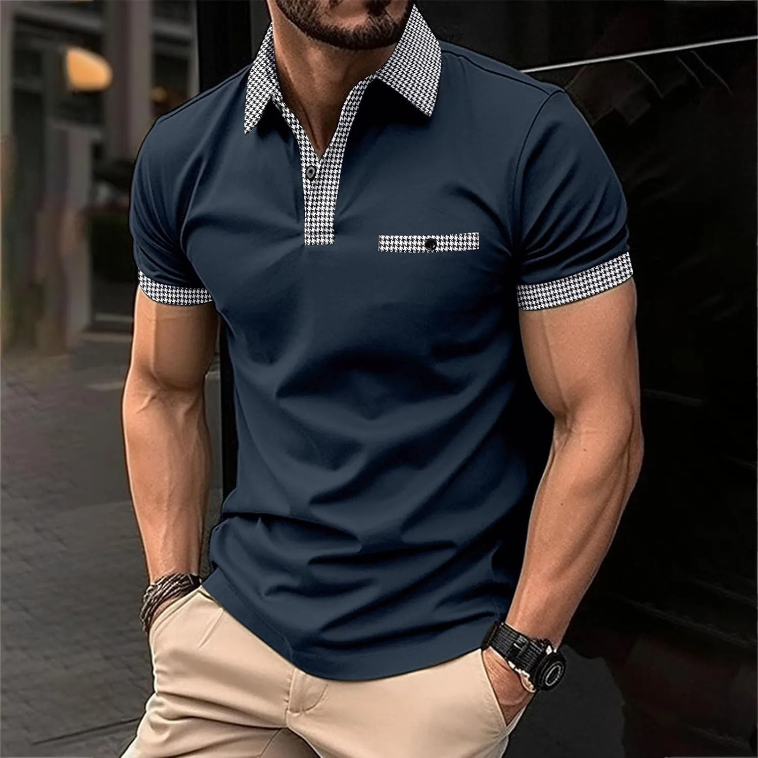 Ymosrh Men's Work Polo Shirts Short Sleeve Work Golf Polos Business Casual Collared Shirts, M-3XL