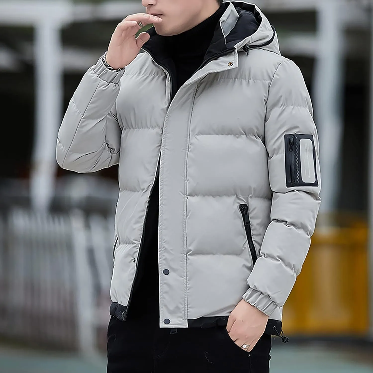 Ymosrh Winter Coats for Men Casual Zipper Pocket Down Jacket Plus Thickened Coat Jacket Tops Mens Fashion Jackets
