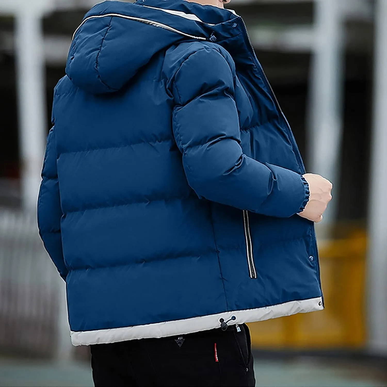 Ymosrh Winter Coats for Men Casual Zipper Pocket Down Jacket Plus Thickened Coat Jacket Tops Mens Fashion Jackets