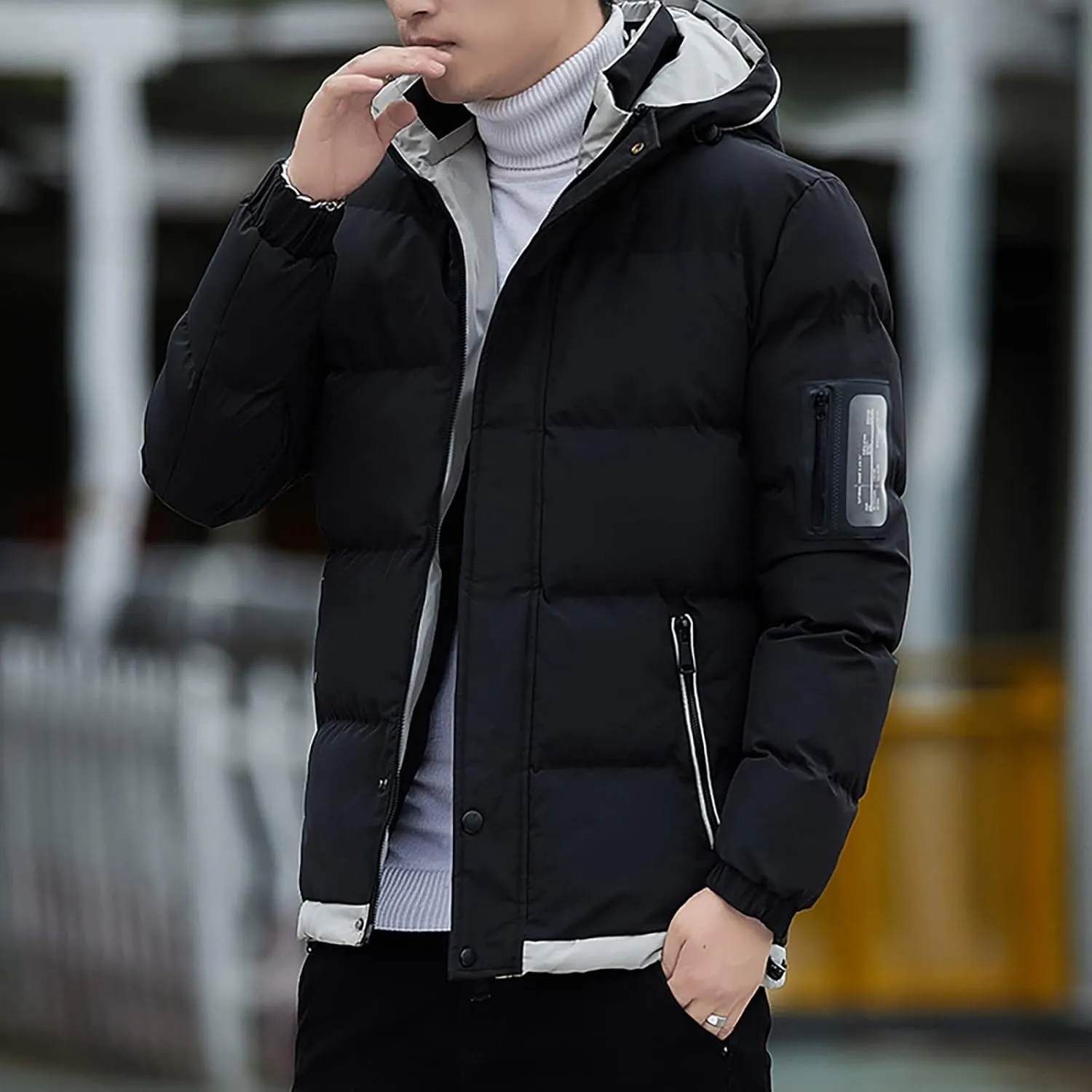 Ymosrh Winter Coats for Men Casual Zipper Pocket Down Jacket Plus Thickened Coat Jacket Tops Mens Fashion Jackets