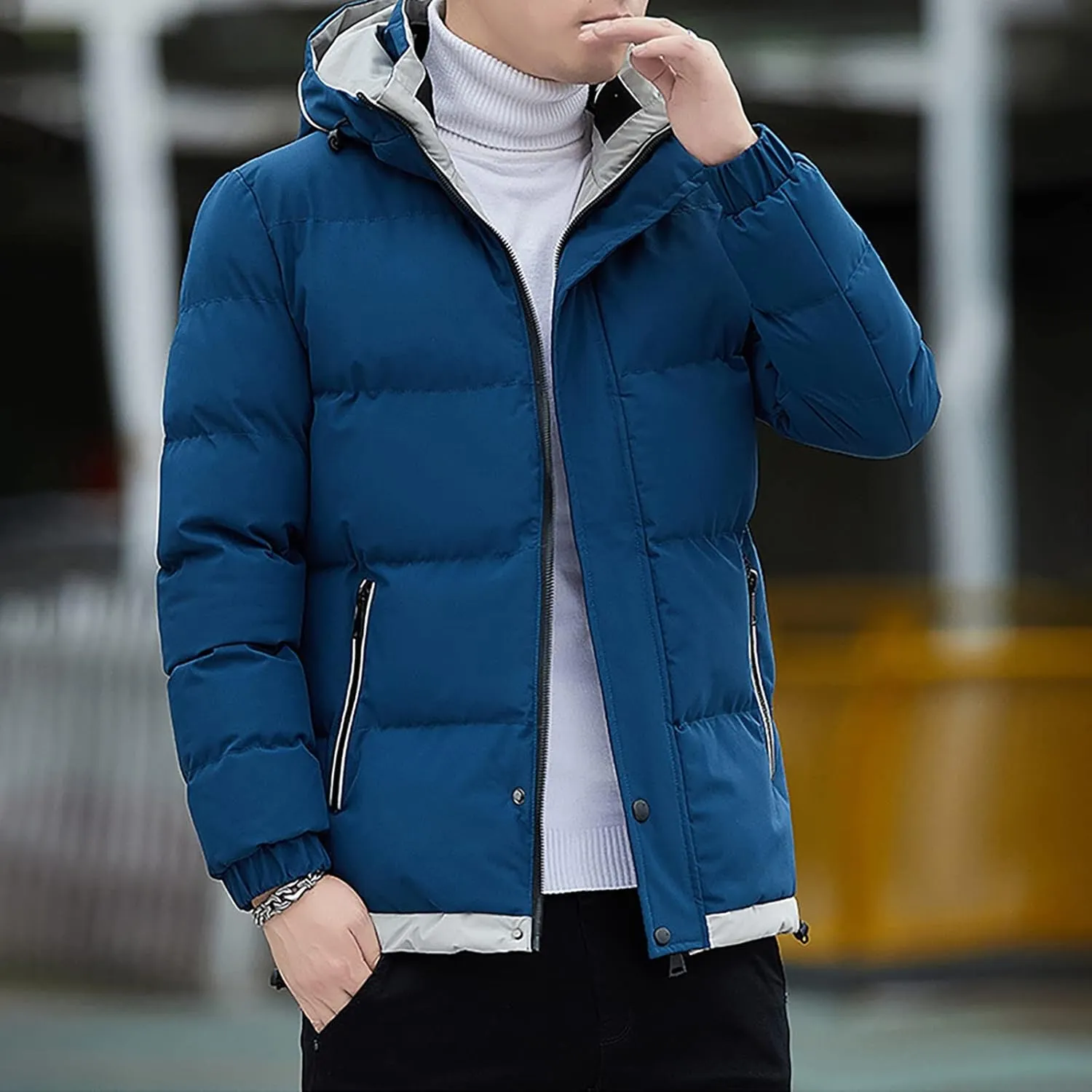 Ymosrh Winter Coats for Men Casual Zipper Pocket Down Jacket Plus Thickened Coat Jacket Tops Mens Fashion Jackets