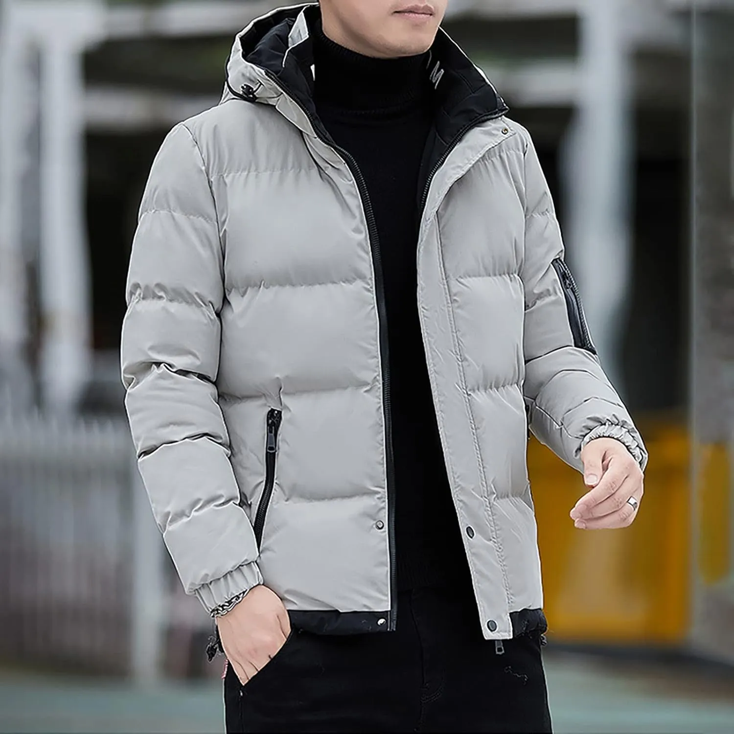 Ymosrh Winter Coats for Men Casual Zipper Pocket Down Jacket Plus Thickened Coat Jacket Tops Mens Fashion Jackets