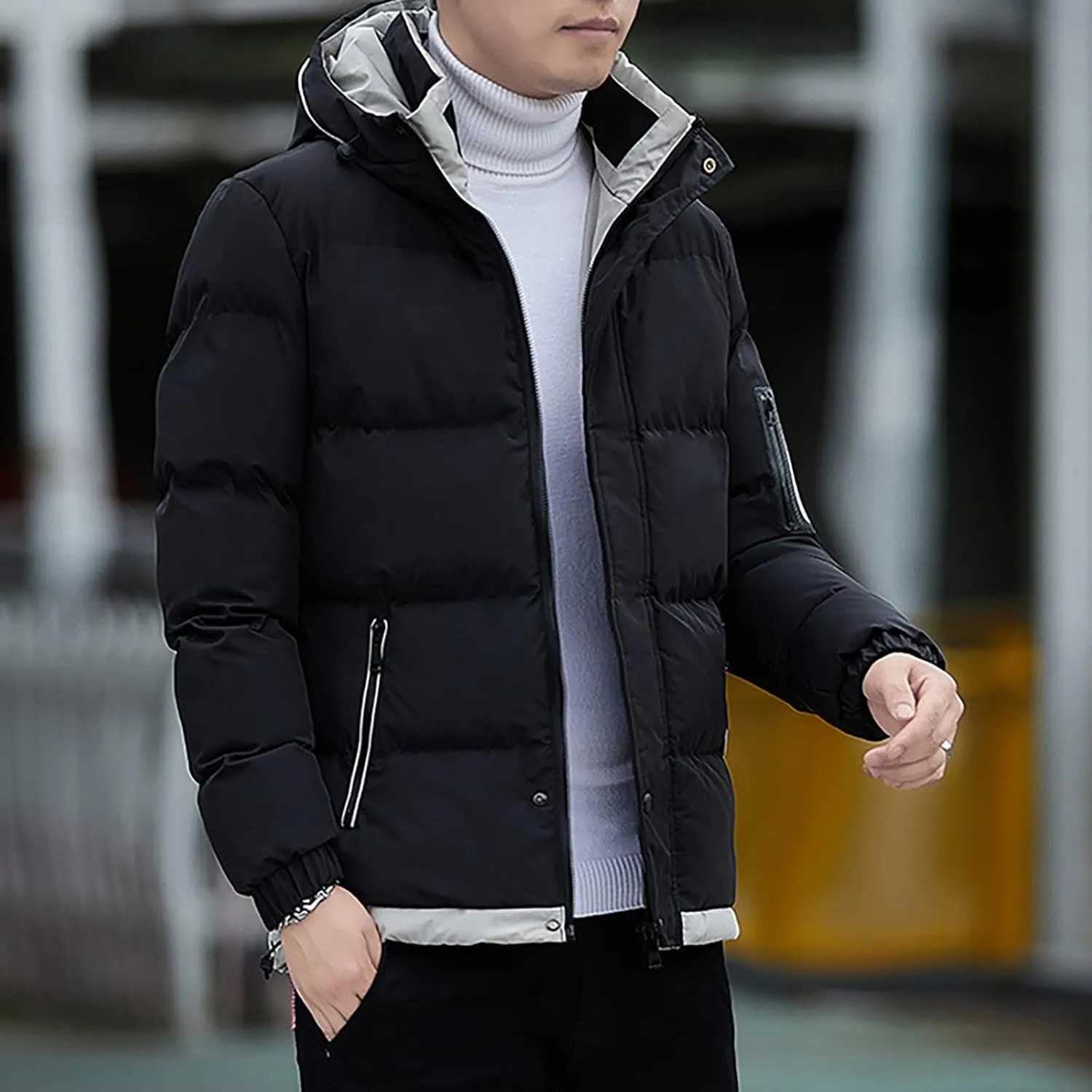 Ymosrh Winter Coats for Men Casual Zipper Pocket Down Jacket Plus Thickened Coat Jacket Tops Mens Fashion Jackets