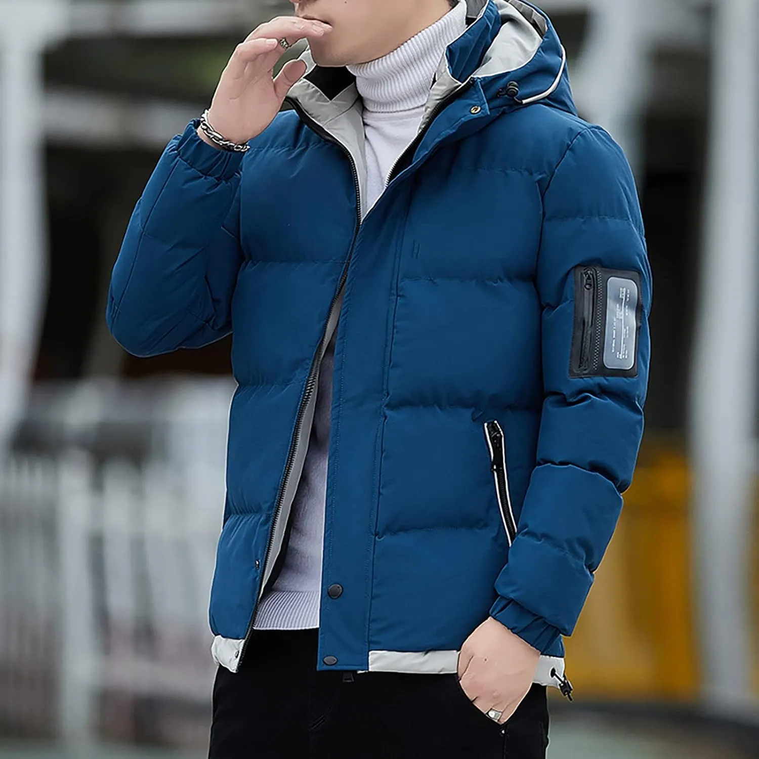 Ymosrh Winter Coats for Men Casual Zipper Pocket Down Jacket Plus Thickened Coat Jacket Tops Mens Fashion Jackets