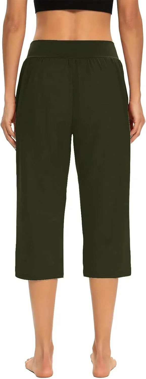 Yoga Capri Pants for Women High Waisted Loose Fitting Capri Wide Leg Pants Capri Pants for Dressy Casual Sweat Capris
