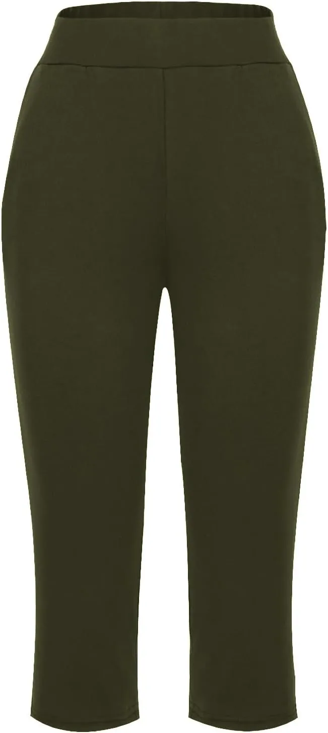 Yoga Capri Pants for Women High Waisted Loose Fitting Capri Wide Leg Pants Capri Pants for Dressy Casual Sweat Capris