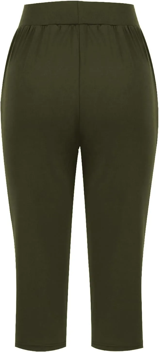 Yoga Capri Pants for Women High Waisted Loose Fitting Capri Wide Leg Pants Capri Pants for Dressy Casual Sweat Capris