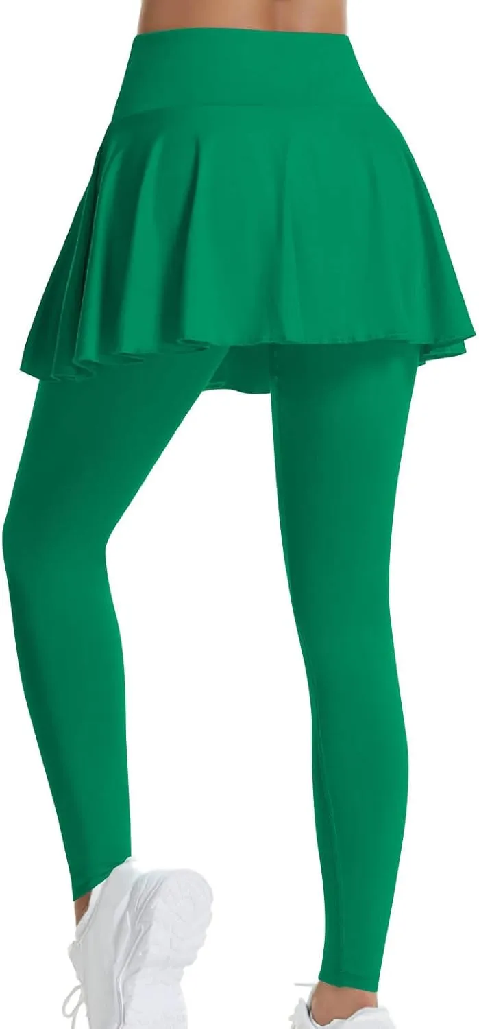 Yoga Pants with Skirt for Women High Waisted Leggings Tight Tummy Control Yoga Pants Stretch Pants Fitness Leggings