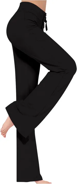 Yoga Pants Women Drawstring Elastic High Waist Wide Leg Modal Joggers Pants Comfy Pajama