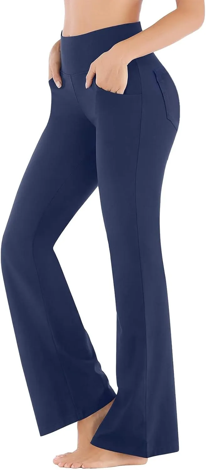 Yoga Pants Women High Waisted Stretchy Palazzo Pants Casual Flare Yoga Pants with Pockets Work Pants Trousers 2025