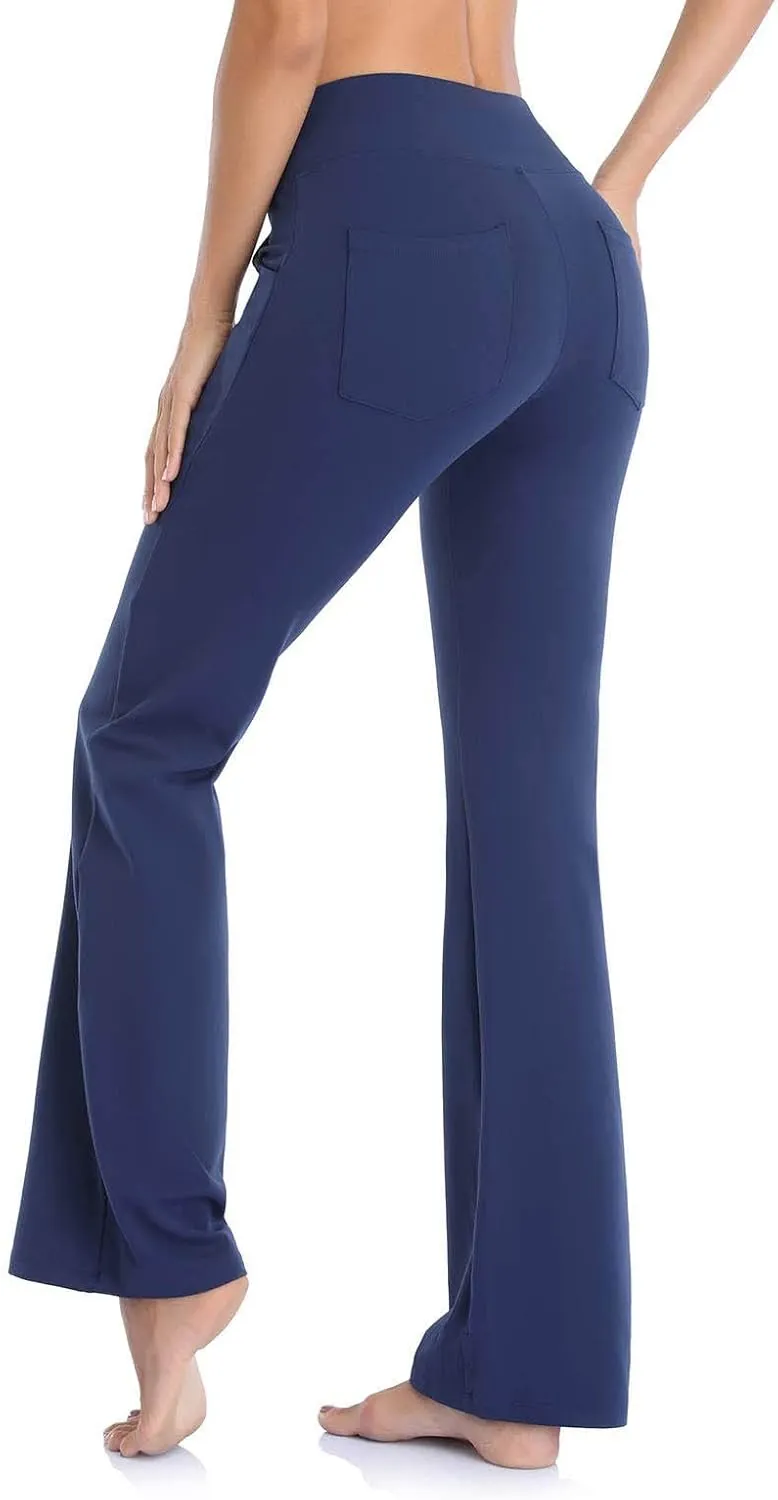 Yoga Pants Women High Waisted Stretchy Palazzo Pants Casual Flare Yoga Pants with Pockets Work Pants Trousers 2025