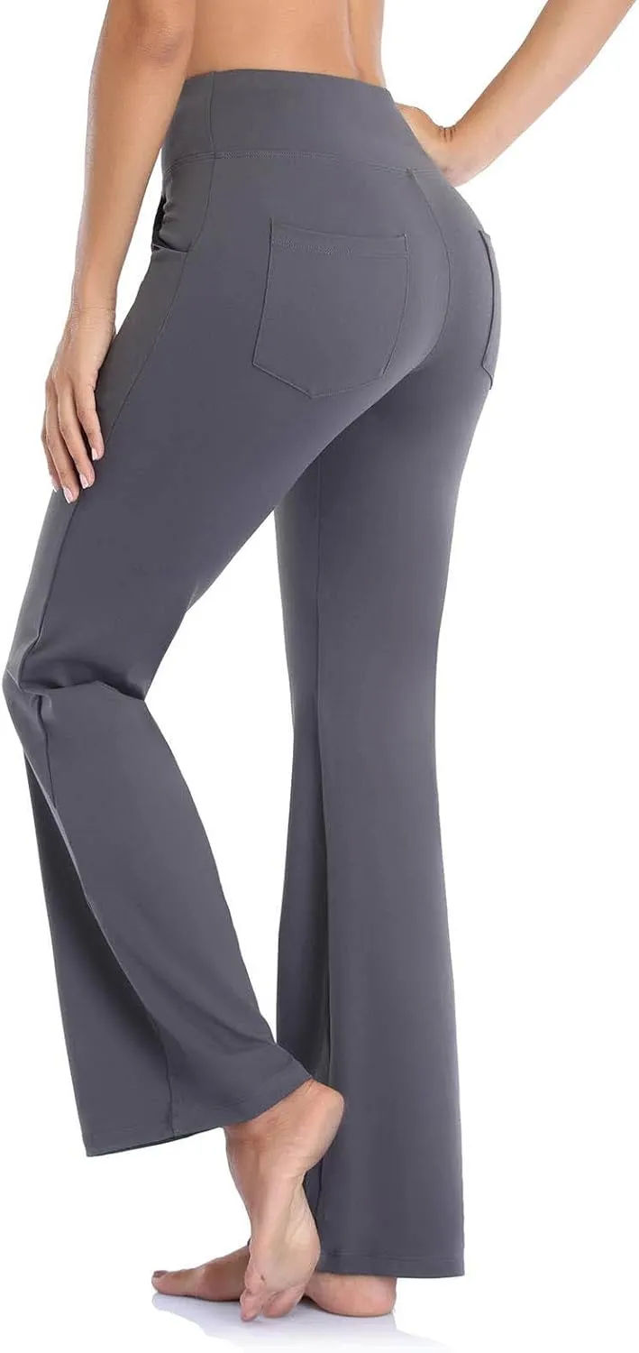 Yoga Pants Women High Waisted Stretchy Palazzo Pants Casual Flare Yoga Pants with Pockets Work Pants Trousers 2025