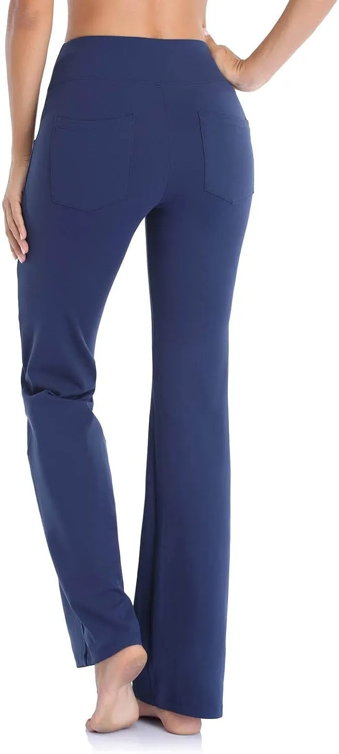Yoga Pants Women High Waisted Stretchy Palazzo Pants Casual Flare Yoga Pants with Pockets Work Pants Trousers 2025