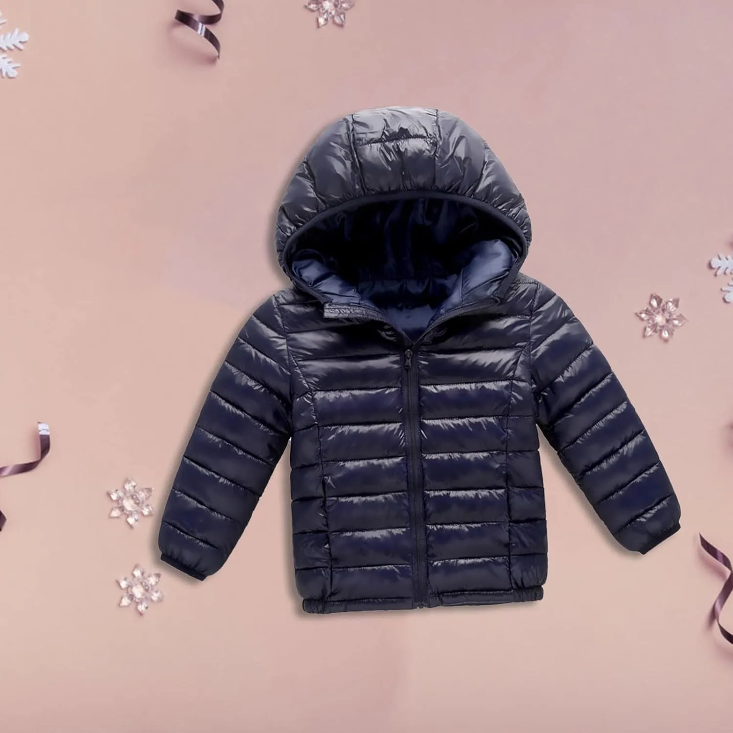 Zip-Up Coat for Toddler Kids Girls Boys Solid Color Hooded Jacket Fall Winter Warm Light Down Clothing Tops