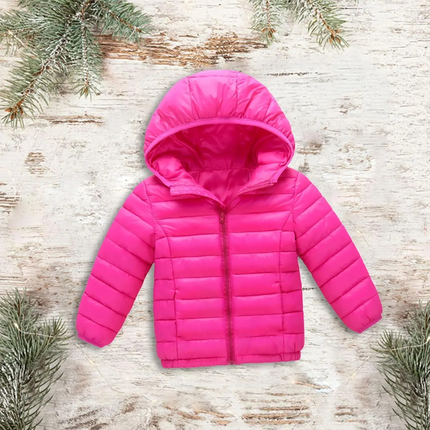 Zip-Up Coat for Toddler Kids Girls Boys Solid Color Hooded Jacket Fall Winter Warm Light Down Clothing Tops