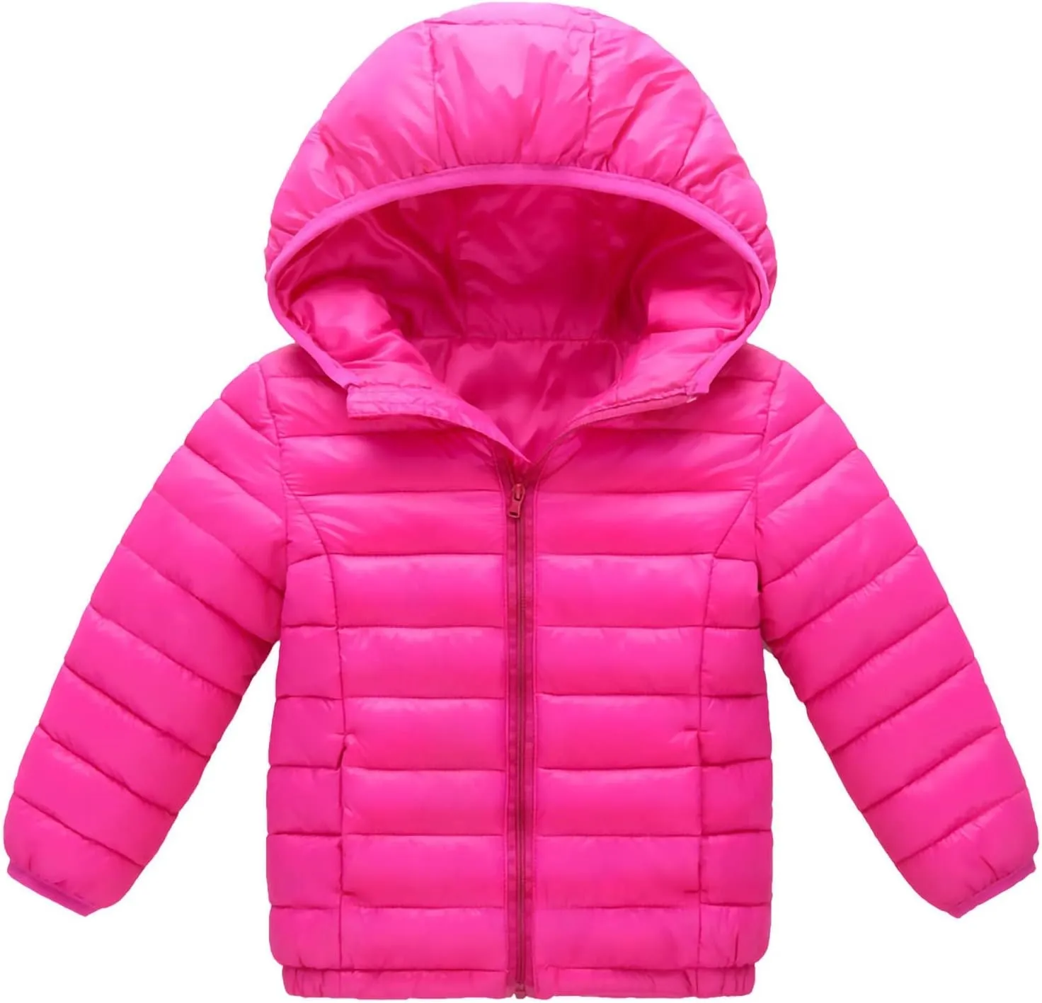 Zip-Up Coat for Toddler Kids Girls Boys Solid Color Hooded Jacket Fall Winter Warm Light Down Clothing Tops