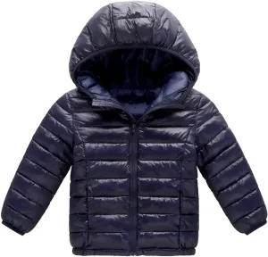 Zip-Up Coat for Toddler Kids Girls Boys Solid Color Hooded Jacket Fall Winter Warm Light Down Clothing Tops